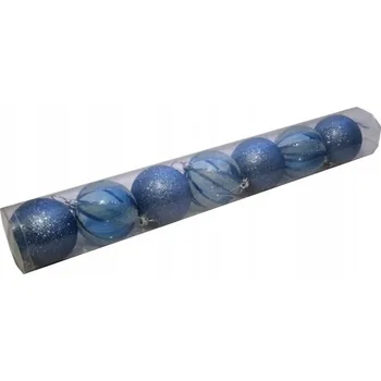 Vánoční dekorace Vánoční Baňky nerozbitné Modré 7,5 cm. V tubě 7 ks