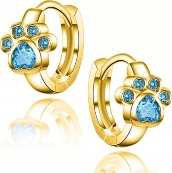 Náušnice STŘÍBRNÉ NÁUŠNICE 925 TLAPKY KOLEČKA POZLACENÉ