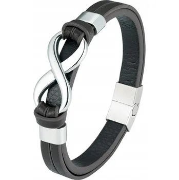 Náramek INFINITY černý pánský kožený náramek délka 21cm