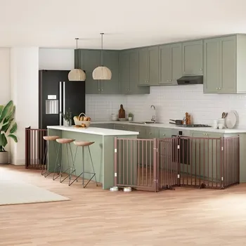 přepravka pro zvíře zahrada-XL Zábrana pro psy s dvířky skládací 10 panelů hnědá 800 cm topol 3155751