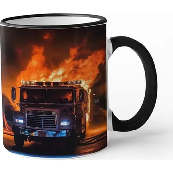 Keramický hrnek pro hasiče 3, Barva Černá, Velikost 330 ml, Canvas Keramický hrnek s barevným uchem Bezvatriko.cz 3058