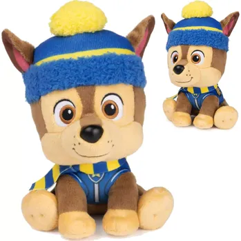 plyšák Plyšový pes CHASE z PAW PATROL v zimní čepici a šále 18 cm