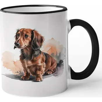 Keramický hrnek s jezevčíkem, Barva Černá, Velikost 330 ml, Canvas Keramický hrnek s barevným uchem Bezvatriko.cz 3060