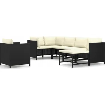Zahradní nábytek z umělého ratanu černý, set 7 ks