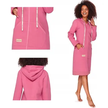 Dámský župan Krátký bavlněný župan Doctor Nap růžový s kapucí L