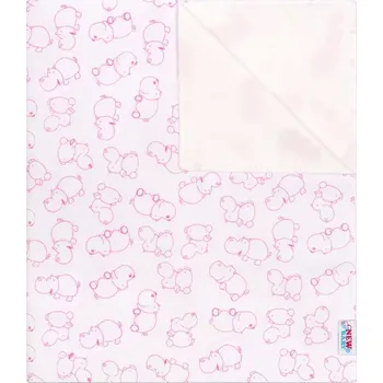 Přebalovací podložka nepromokavá flanelová podložka new baby hrošík bílá/růžová