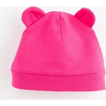 Kojenecká čepice kojenecká bavlněná čepička s oušky new baby kids tmavě růžová