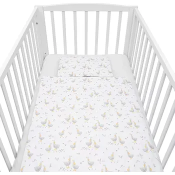 Příslušenství pro dětskou postel a kolébku Bavlněná sada do postýlky s výplní NEW BABY Husičky 90 × 120 cm