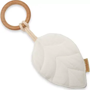 Dětské kousátko NEW BABY Leaf bílé s mušelínovou plenkou