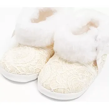 Capáčky kojenecké zimní krajkové kozačky new baby béžové (3–6 měsíců)