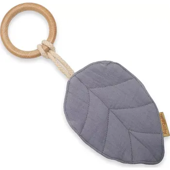 Dětské kousátko s mušelínem New Baby Leaf šedé