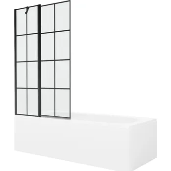 Vanová zástěna MEXEN/S - Vega obdélníková vana 180 x 80 cm s panelem + vanová zástěna 100, černá vzor 550118080X9410117077