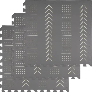 Pěnová podložka HUMBI 180 × 60 cm, velké voděodolné puzzle, bezpečné, 3 ks, šedé boho