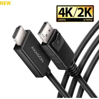 Video kabel AXAGON RVD-HI20C2, DisplayPort -> HDMI 2.0b redukce / kabel 1.8m, 4K/60Hz