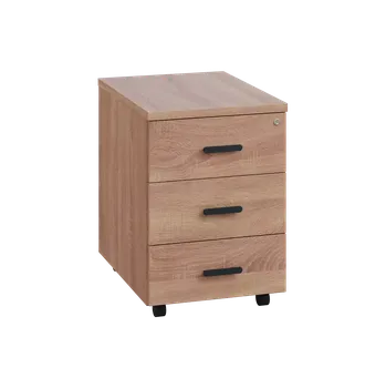 Zásuvkový kontejner LKC 2 - 00 kontejner pojízdný, 3-zásuvkový, deska 25 mm, centrální zámek, dub bardolino