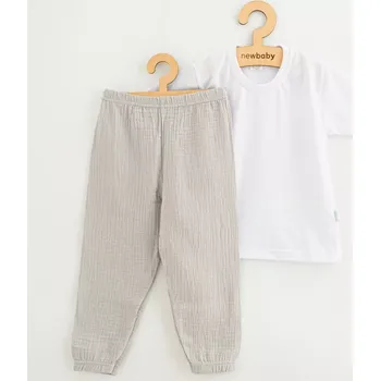 Kojenecká souprava Dětská bavlněná souprava tričko a mušelínové kalhoty New Baby Kindergarten světle šedá 110 (4–5 let)