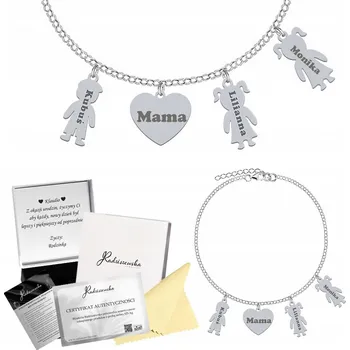 Náramek Stříbrný náramek pro maminku se srdíčkem a jménem dítěte STŘÍBRO 925 Dárek GRAVÍROVÁNÍ