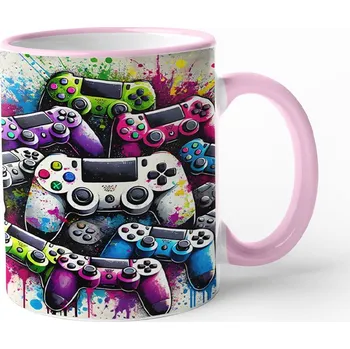 Keramický hrnek pro hráče, Barva Růžová, Velikost 330 ml, Canvas Keramický hrnek s barevným uchem Bezvatriko.cz 3059