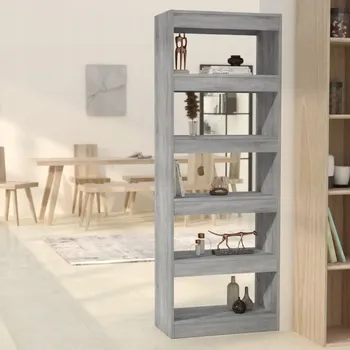 Knihovna Regál na knihy/přepážka, šedý dub sonoma, 60x30x166 cm