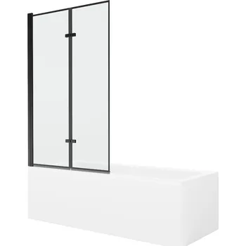 Vanová zástěna MEXEN/S - Cubik obdélníková vana 170 x 70 cm s panelem + vanová zástěna 100, černá vzor 550317070X9210027070