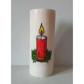 Svíčka Vánoční svíčka ručně malovaná svíčka, Vůně mandarinka, Varianta Bez dárkového balení