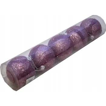 Vánoční dekorace Vánoční Baňky nerozbitné Růžové s brokátovým zdobením 8cm. Balení 5ks