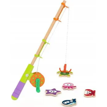 Dřevěná hračka Dřevěná hra rybaření - oranžová karta