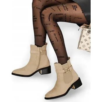 Dámská zimní obuv Béžové Dámské kotníkové boty z eko kůže Calivra 38