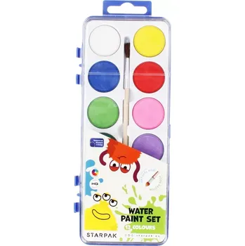 Výtvarná barva Vodové barvy se štětcem, 12 barev