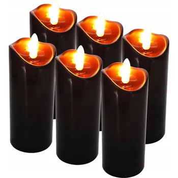 Svíčka LED SVÍČKA ČERNÁ HŘBITOVNÍ SVÍČKA CORTINA STŘEDNÍ 12,5 CM NA BATERIE 6 KUSŮ