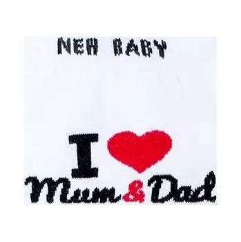 bavlněné punčocháče new baby bílé i love mum and dad (0–3 m)