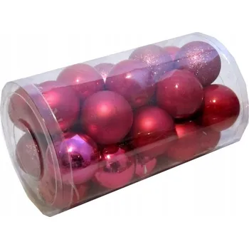 Vánoční dekorace Nerozbitné růžové Vánoční Baňky 6 cm. 25 Ks v tubě.
