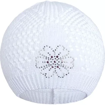 Kojenecká čepice pletená čepička s kytičkou bílá