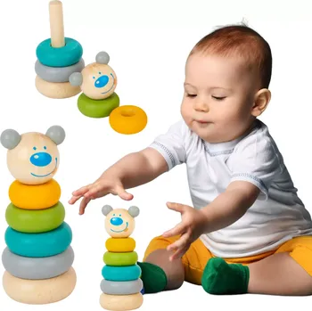 Dřevěná hračka Dřevěná skládací věž medvídek Montessori SMALL FOOT