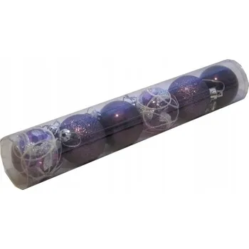 Vánoční dekorace Vánoční Baňky nerozbitné FIALOVÉ TMAVÉ 5 cm. Tuba 6 Ks.