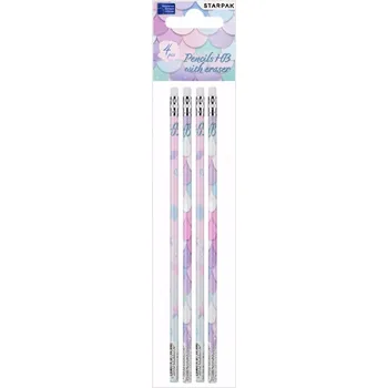 Tužky mořská panna s gumou, 4 ks