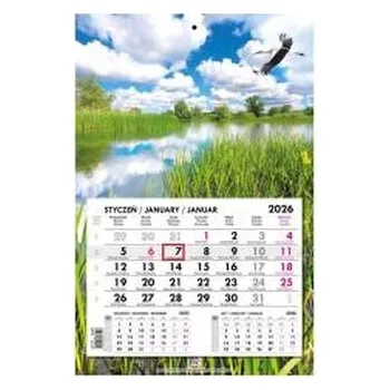Kalendář Kalendarz 2026 jednodzielny główka płaska Mazury