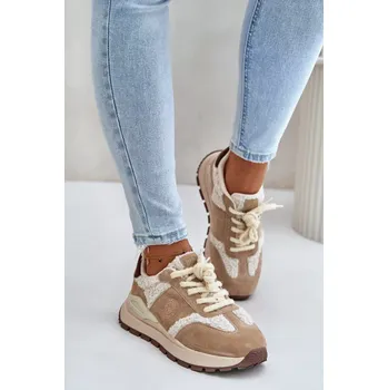 Dámské tenisky Zateplené Dámské Kožené Tenisky Big Star HI-POLY SYSTEM Béžové Velikost: 40