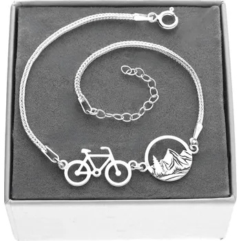 Náramek Stříbrný náramek kolo s horami HORY GRAVÍROVÁNÍ stříbro 925