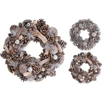 Věnec Vánoční dekorace věnec, 34 cm přírodní, mix barev - VÝPRODEJ