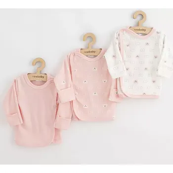 Dětská móda kojenecká košilka new baby classic ii pro dívky, 3 ks, růžová, vel. 68 (4–6 měsíců)