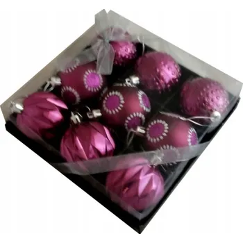 Vánoční dekorace Vánoční Baňky vánoční koule FIALOVÉ 6cm Kostka 9ks