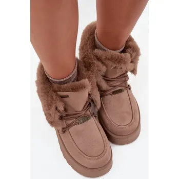 Dívčí sněhule Dámské sněhule na platformě s kožešinkou a šněrováním Big Star – béžové Velikost: 40