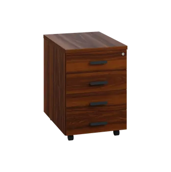 Zásuvkový kontejner LKZ 2 - 01 kontejner pojízdný, 4-zásuvkový, deska 25 mm, se zámkem na 1. zásuvce, ořech královský