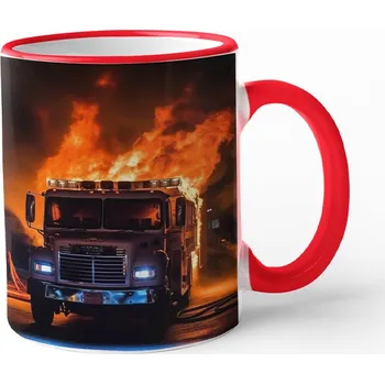 Keramický hrnek pro hasiče 3, Barva Červená, Velikost 330 ml, Canvas Keramický hrnek s barevným uchem Bezvatriko.cz 3058