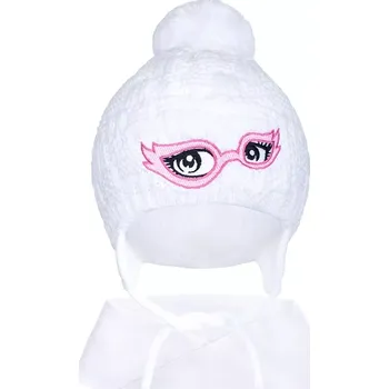 Čepice zimní dětská pletená čepice se šálou New Baby bílá (3–4 roky)