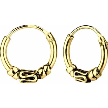 Náušnice 0896 Stříbrné 10 mm Bali KRUHY ANTIK GOLD 1 cm, 0,78 g