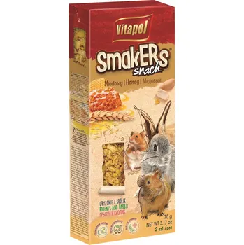 Krmivo pro hlodavce Pamlsek baňka Vitapol s medem 0,09 kg a vitamíny 2 ks