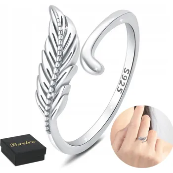 Prsten Prstýnek 925 s perem, stříbrné prsteny, nastavitelný Stříbro