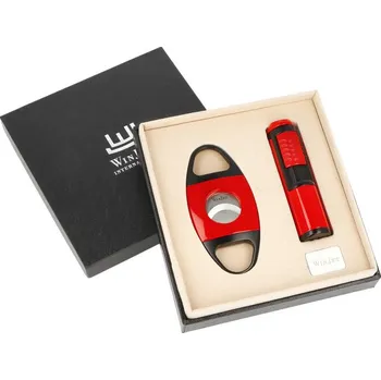 Humidor Doutníková sada Winjet, červená, zapalovač+ořezávač